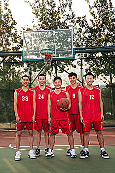 篮球队,站立,微笑,头像