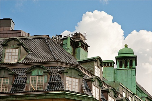 屋顶,老,房子,斯德哥尔摩