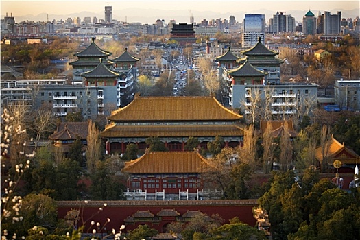 公园,看,北方,鼓,塔,北京,中国,俯视