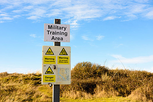 军事,训练,区域,警告标识,洞穴,北方,德文郡,海岸