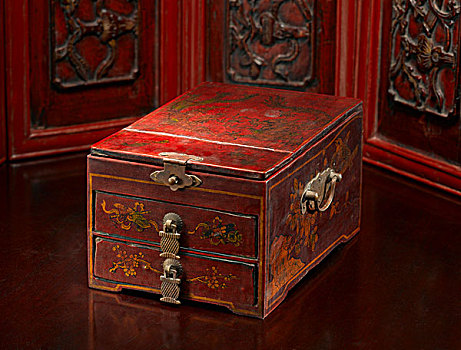 老式,中国,木质,盒子