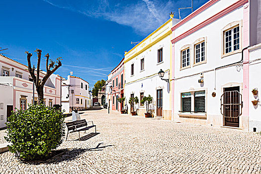 刷白,建筑,广场,靠近,教区教堂,阿尔加维,葡萄牙