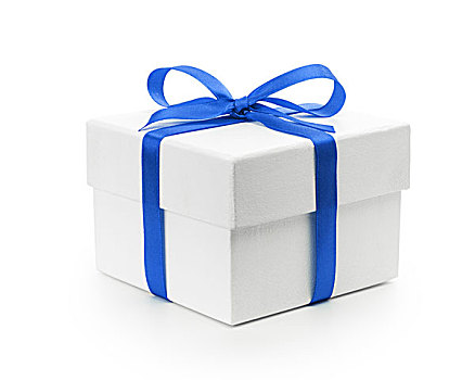 白色,质地,礼盒,蓝带,蝴蝶结,隔绝,白色背景