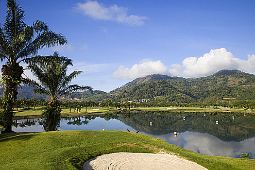 湖,手掌,高尔夫球场,普吉岛,泰国