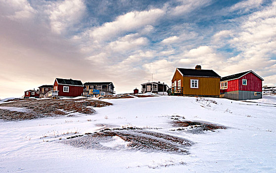 彩色,房子,住宅区,西格陵兰