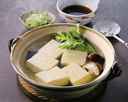 肉汤,豆腐,可食,菊花,香菇,日本