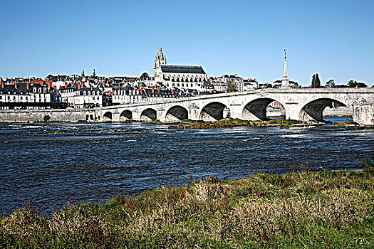 法国,布卢瓦,大教堂,卢瓦尔河