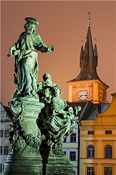 圣徒,雕塑,斯美塔那,钟楼,布拉格