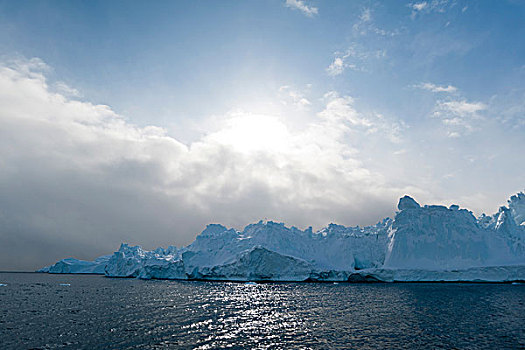 阳光,冰山,伊路利萨特冰湾,迪斯科湾,格陵兰