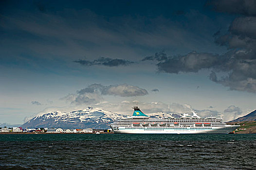 游船,风景,港口,阿库雷里,区域,东北方,冰岛,欧洲