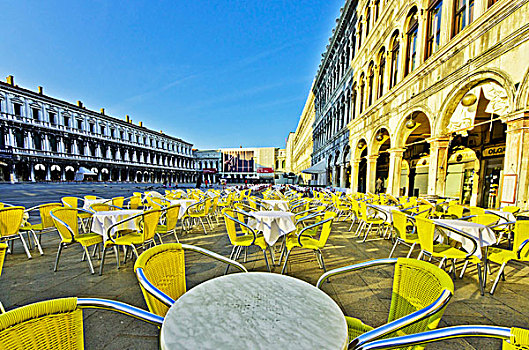 椅子,桌子,户外,咖啡,圣马可广场,广场,威尼斯,威尼托,意大利,欧洲