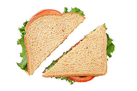 三明治,切削,一半,抠像,白色,背景