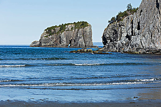 岩石构造,海蚀柱,小湾,靠近,港口,优雅,纽芬兰,加拿大