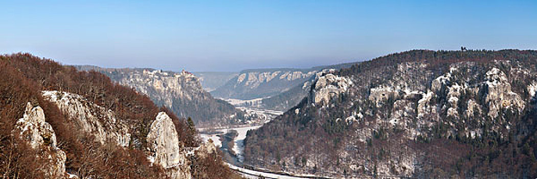 风景,石头,城堡,多瑙河,山谷,自然,公园,巴登符腾堡,德国,欧洲