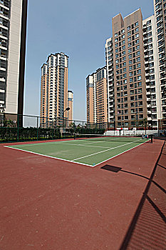 高层住宅,网球场,园林规划,景观设计,房地产