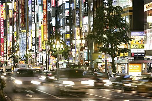 霓虹灯,娱乐,购物,区域,新宿,街道,东京,日本,亚洲