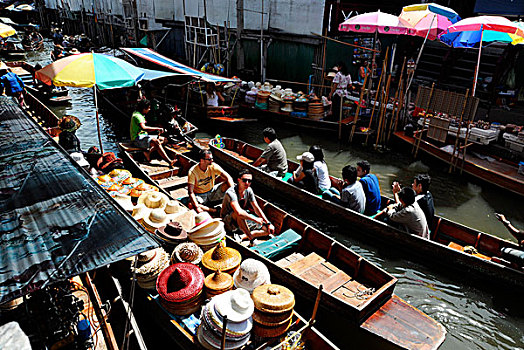 游客,漂浮,市场,曼谷,泰国,亚洲