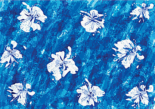 插畫,藍花