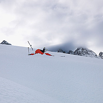 意大利,滑雪者,头部,雪,斜坡