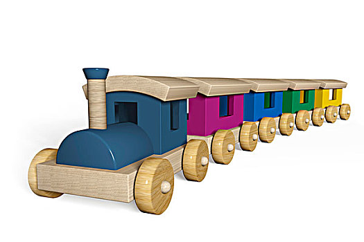 彩色,木制玩具,列车,插画