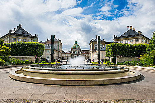 喷泉,冬天,家,丹麦,王室,哥本哈根