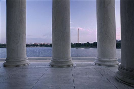 华盛顿纪念碑,杰佛逊纪念馆,柱子,华盛顿,美国