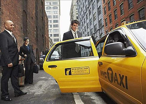 商务人士,分享,出租车,纽约,美国