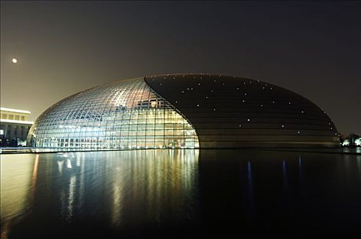 中国,北京,国家,剧院,满月,国家大剧院,设计,法国,建筑师,玻璃,钛,2007年