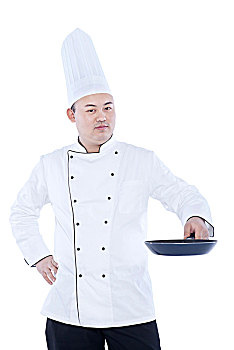 手拿锅的厨师