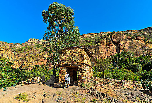 入口,石头,教堂,埃塞俄比亚,非洲
