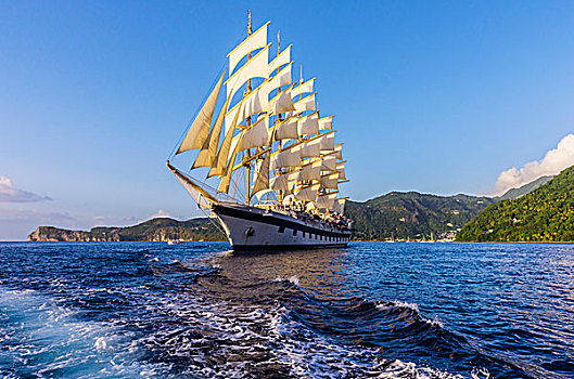 帆船,高桅横帆船,岛屿,圣卢西亚,小安的列斯群岛