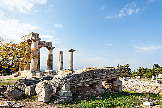 石头,遗址,柱子,科林斯地峡,希腊