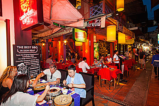 柬埔寨,收获,酒吧,街道,旅游,就餐,餐馆