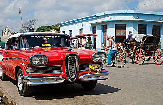 古巴,经典,20世纪50年代,停放,市区,街道