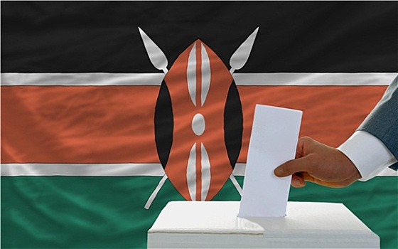 男人,投票,选举,肯尼亚,正面,旗帜