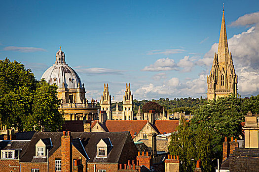风景,上方,牛津,摄影,灵魂,大学,塔,圣玛丽教堂,英格兰