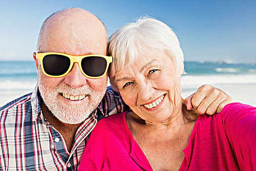 头像,微笑,老年,夫妻,海滩
