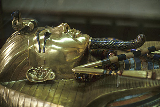 埃及,开罗,埃及博物馆,古旧,黄金,棺材