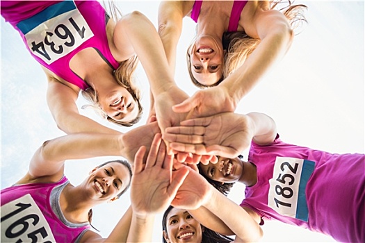 五个,微笑,跑步,支持,乳腺癌,马拉松