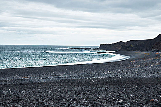 西部,冰岛,半岛,斯奈山半岛,黑色,海滩