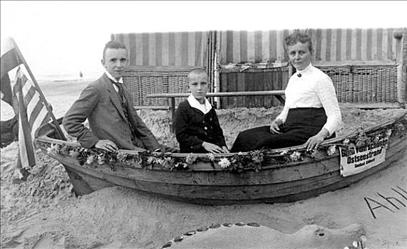 三个人,船,历史,照片,波罗的海