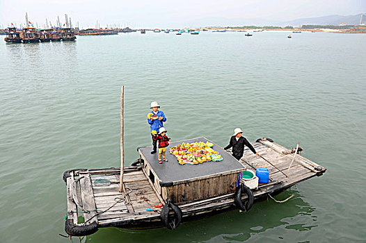 越南,销售,水果,船,下龙湾,长,北越,东南亚,亚洲