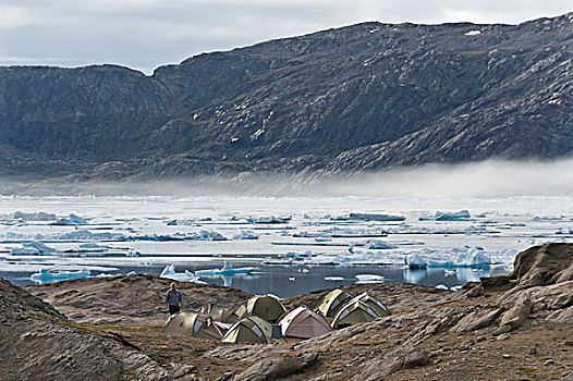 帐篷,野营地,格陵兰东部,格陵兰