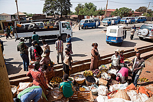 主要街道,裂谷,城镇,埃塞俄比亚,街边市场,果蔬,非洲