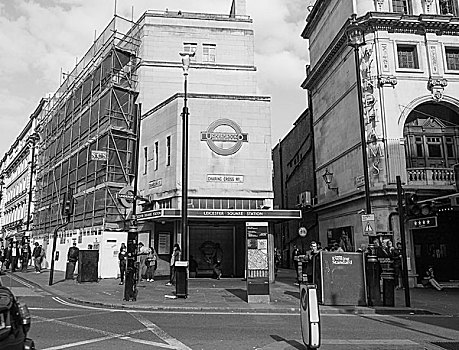 黑白,莱斯特广场,地铁,车站,伦敦