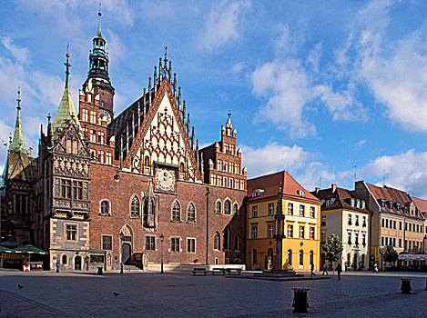 市政厅,市场,广场,弗罗茨瓦夫,波兰