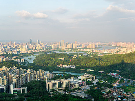 鸟瞰惠州市市区城市建筑风光