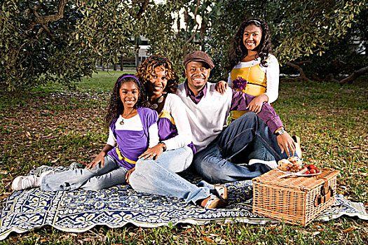 肖像,美国黑人,家庭,野餐,公园