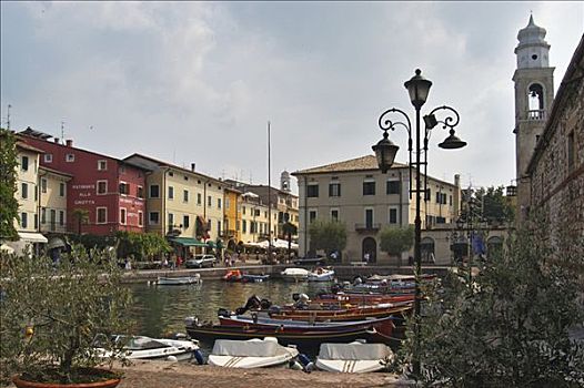 灯笼,船,港口,加尔达湖,意大利