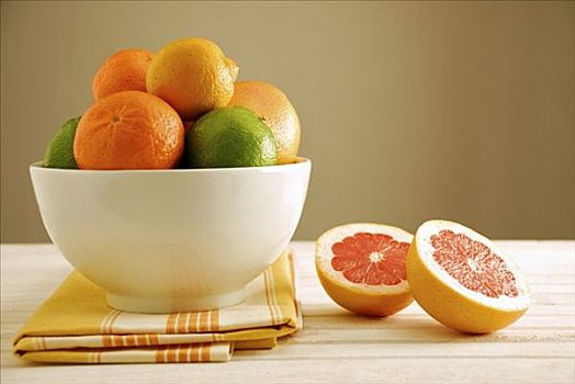 柑橘,碗,平分,柚子,旁侧